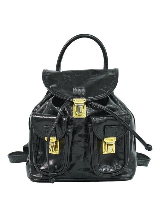 Fendi Patent Leather Backpack Black main image 4